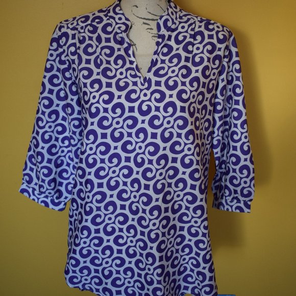 Buckhead Betties v neck swirl patter hi-lo tunic half sleeve Small - Picture 1 of 4